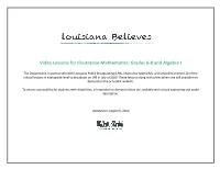 Video Lessons for Illustrative Mathematics: Grades 6-8 and Algebra I