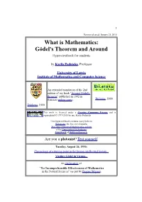 What Is Mathematics: Gödel's Theorem and Around. by Karlis