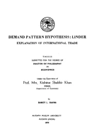 Demand Pattern Hypothesis: Linder Explanation of International Trade
