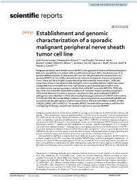 Establishment and Genomic Characterization of a Sporadic Malignant Peripheral Nerve Sheath Tumor Cell Line Jody Fromm Longo1, Stephanie N