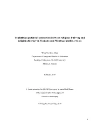 Exploring a Potential Connection Between Religious Bullying and Religious Literacy in Modesto and Montreal Public Schools