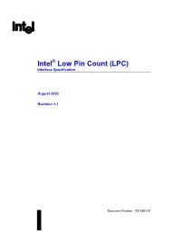 Intel® Chipsets Low Pin Count Interface Specification