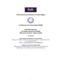 (LMHR) Joint UPR Submission Lao People's