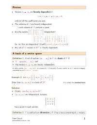 Review a Basis of a Vector Space 1
