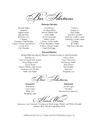 Bar Selections