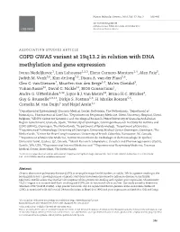 COPD GWAS Variant at 19Q13.2 in Relation with DNA Methylation And