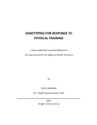 Genotyping for Response to Physical Training