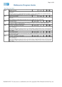 Melbourne Program Guide