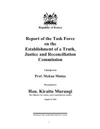 Report of the Task Force on the Establishment of a Truth, Justice and Reconciliation