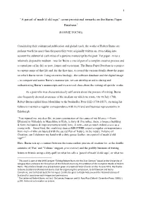 Some Provisional Remarks on the Burns Paper Database.1