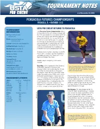 Tournament Notes