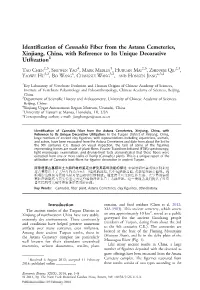 Identification of Cannabis Fiber from the Astana Cemeteries, Xinjiang, China, with Reference to Its Unique Decorative Utilization1