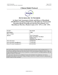 INCB 18424-258 Protocol Amendment 2 and Agree to Conduct the Study As Outlined
