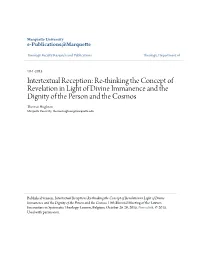 Intertextual Reception: Re-Thinking the Concept of Revelation in Light of Divine Immanence and the Dignity of the Person And