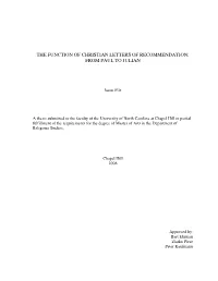 The Function of Christian Letters of Recommendation; from Paul to Julian