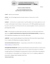 1- 7555-01 NATIONAL SCIENCE FOUNDATION Notice of Permit Applications Received Under the Antarctic Conservation Act of 1978