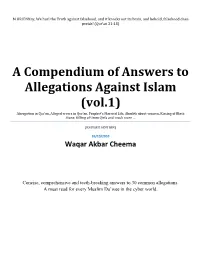 A Compendium of Answers to Allegations Against Islam (Vol.1)