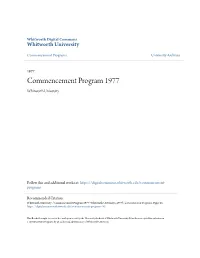 Commencement Program 1977 Whitworth University