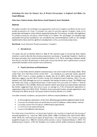 Evaluating the Case for Greater Use of Private Prosecutions in England and Wales for Fraud Offences