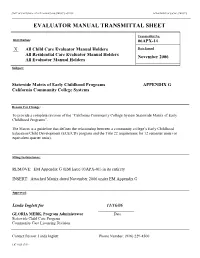 Evaluator Manual Transmittal Sheet