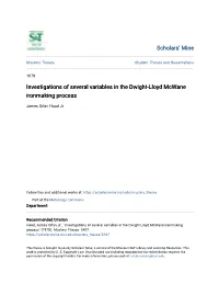 Investigations of Several Variables in the Dwight-Lloyd Mcwane Ironmaking Process