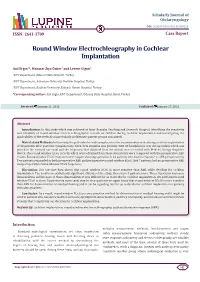 Round Window Electrochleography in Cochlear Implantation
