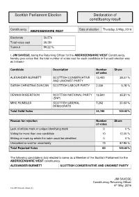 Scottish Parliament Election Declaration of Constituency Result