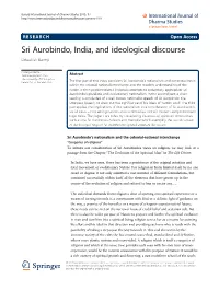 Sri Aurobindo, India, and Ideological Discourse Debashish Banerji
