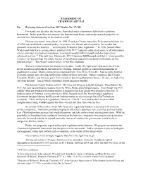 STATEMENT of CHAIRMAN AJIT PAI Re