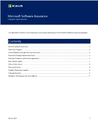 Contents Microsoft Software Assurance