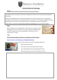 Psychology Transition Work