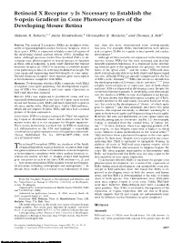 Retinoid X Receptor Is Necessary to Establish the S-Opsin Gradient In