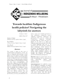 Towards Healthier Indigenous Health Policies? Navigating the Labyrinth