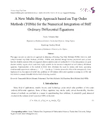 A New Multi-Step Approach Based on Top Order Methods (Toms) for the Numerical Integration of Stiff Ordinary Differential Equations