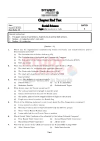 Class 10 Social Science Nationalism in India Chapter Test