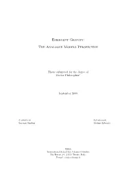 EMERGENT GRAVITY: the Analogue Models Perspective