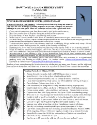 How to Be a Good Chimney Swift Landlord