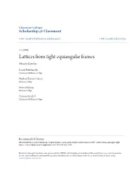 Lattices from Tight Equiangular Frames Albrecht Böttcher