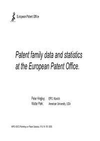 Patent Family Data and Statistics at the European Patent Office