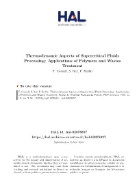 Thermodynamic Aspects of Supercritical Fluids Processing: Applications of Polymers and Wastes Treatment F