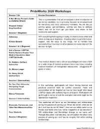 Workshop Descriptions