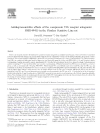 Antidepressant-Like Effects of the Vasopressin V1b Receptor Antagonist SSR149415 in the Flinders Sensitive Line Rat