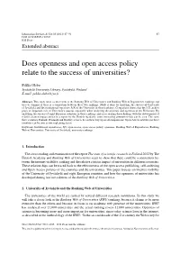Does Openness and Open Access Policy Relate to the Success of Universities?