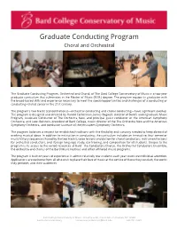 Graduate Conducting Program Choral and Orchestral