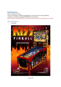 KISS Rulesheet Version