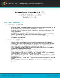 Release Notes: Novabackup 17.5 Novabackup 17.5.1423 (February, 2016) Backup for the Rest of Us