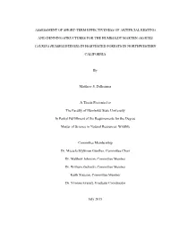 Assessment of Short-Term Effectiveness of Artificial Resting