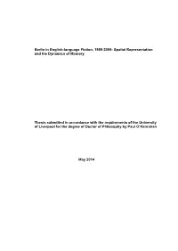 Berlin in English-Language Fiction, 1989-2009: Spatial Representation and the Dynamics of Memory