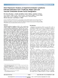 Gene Expression Analysis of Angioimmunoblastic Lymphoma Indicates Derivation from T Follicular Helper Cells and Vascular Endothelial Growth Factor Deregulation