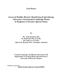 Green & Healthy Hawaii: Identifying & Introducing Alternative Ornamental